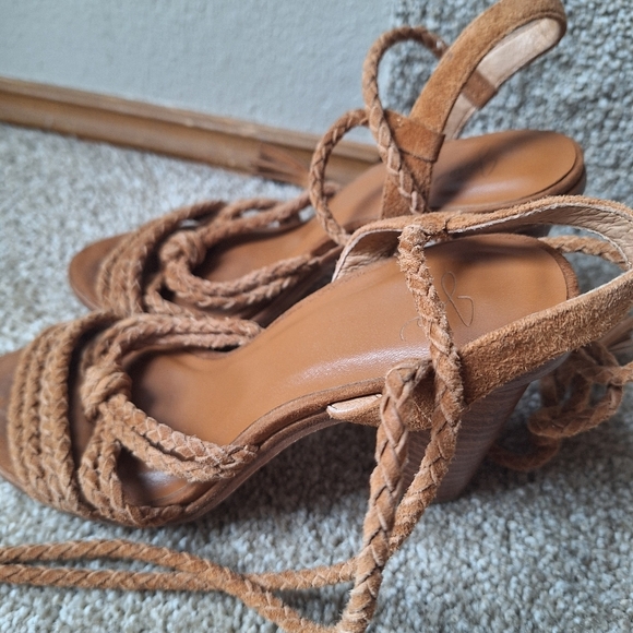 Joies Banji Braided Suede Leather Ankle Wrap Boho Sandals Womens Size 36 - Picture 4 of 12
